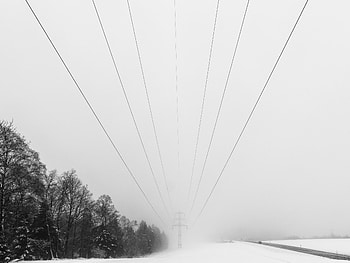 Winter, Trees, Snow, Miscellanea, Miscellaneous, Pillar, Post, Wire, Wires, Electricity HD wallpaper