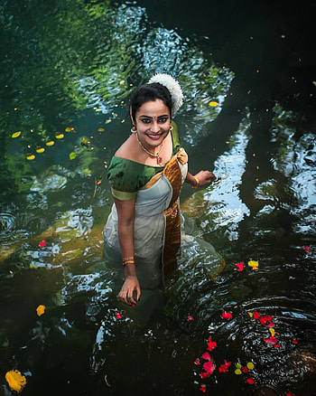 Milan Sandra, kerala model, traditional HD phone wallpaper
