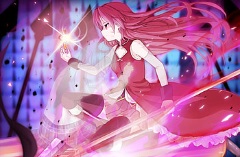 Sakura Kyouko, scene, tears, cute, red hair, miki sayaka, sad, mahoanime, cool, girls, shoujo madoka magica HD wallpaper