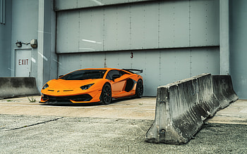 Lamborghini Aventador LP750-4 SuperVeloce, orange supercar, orange Aventador, italian sports cars, Lamborghini HD wallpaper