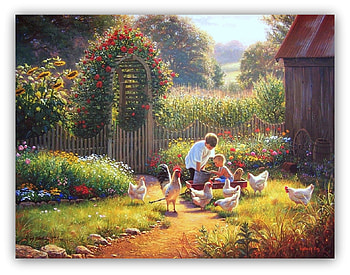 peaceful farm, farms, country, animals, child HD wallpaper