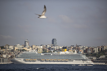 Huge cruise ship, Galataport docking, Istanbul tourism, Daily Sabah HD wallpaper