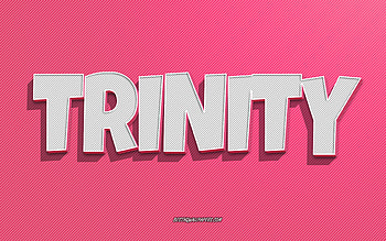 Trinity, pink lines background, with names, Trinity name, female names, Trinity greeting card, line art, with Trinity name HD wallpaper