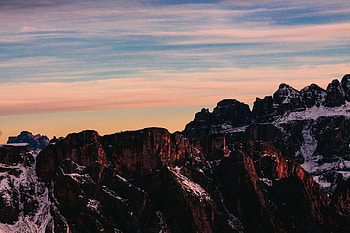Shining peaks, mountains, sunset HD wallpaper