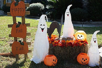 Halloween garden decor, abstract, fall, Halloween, garden, decor HD wallpaper