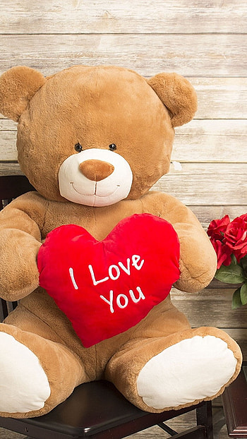 Teddy Bear Love, Red Heart, Love You HD phone wallpaper
