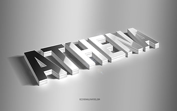 Athena, silver 3d art, gray background, with names, Athena name, Athena greeting card, 3d art, with Athena name HD wallpaper