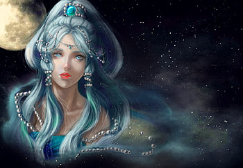 Yue, blue, nkung tran, the avatar, fantasy, girl, luminos HD wallpaper