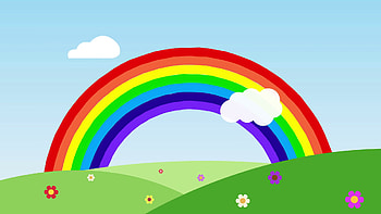 ... rainbow with some clouds over the flowers hills with space for your text or logo. nature and rainbow seamless loop. Rainbow Background for children full ... HD wallpaper