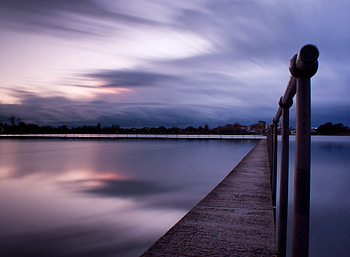Calm, Sea, Nature, Evening, Fencing, Enclosure HD wallpaper