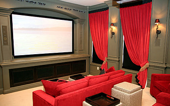 Cinema, Interior, Miscellanea, Miscellaneous, Room, Style, Sofa, Screen HD wallpaper