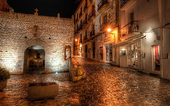 Cities, Night, Lights, Lanterns, r, Spain, Ibiza HD wallpaper