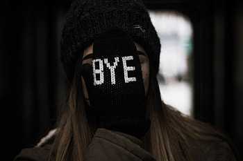 Words, Inscription, Face, Mitten, Bye HD wallpaper