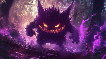 of Gengar: The Purple Monster from Pokémon, video game, Pokemon, Gengar (Pokémon), monster, purple anime HD wallpaper