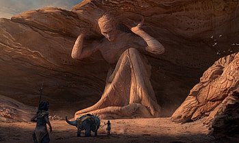 Sanctuary, fantasy, art, man, creature, people, statue HD wallpaper