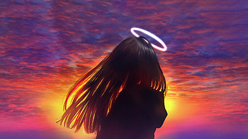 Anime Girl Sunset Glow Loneliness, anime-girl, anime, angel, artist, artwork, digital-art, artstation HD wallpaper