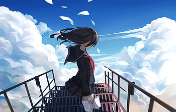 Anime Girl Sky , anime-girl, anime, artist, artwork, digital-art HD wallpaper