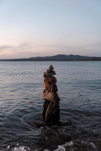 Nature, Water, Stones, Sea, Balance, Horizon HD phone wallpaper