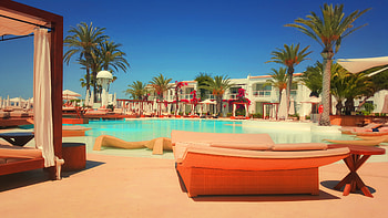 Palms, Miscellanea, Miscellaneous, Relaxation, Rest, Resort, Pool, Hotel, Luxury HD wallpaper