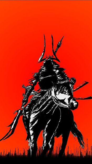 Crimson Ronin | Scarlet Dawn Samurai | Red Dusk Rider | Mounted Bloodblade | Scarlet Nightfall, fantasy, samurai HD phone wallpaper