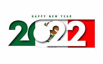 Happy New Year 2022 Mexico, white background, Mexico 2022, Mexico 2022 New Year, 2022 concepts, Mexico, Flag of Mexico HD wallpaper