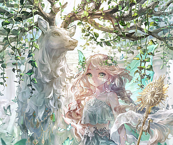 Ethereal Anime Girl with Majestic Deer | Fantasy, deer, Anime, girl, anime girl HD wallpaper