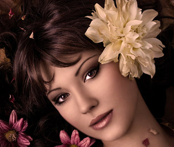 Flower, sexy, girl, model HD wallpaper