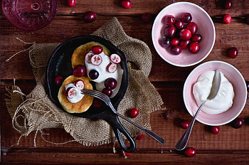 Food, Pancakes, Fritter, Cranberry, Sour Cream HD wallpaper