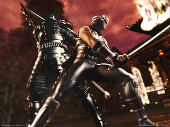 ninja gaiden, building, ninjas, sword, fire HD wallpaper