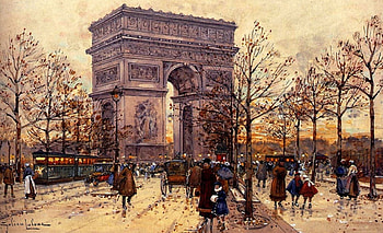 Arc de Triomphe, architecture, Galien, art, France, beautiful, artwork, oldmaster, scenery, wide screen, painting, old master, Eugene Galien, Arc de Triumphe, Paris HD wallpaper
