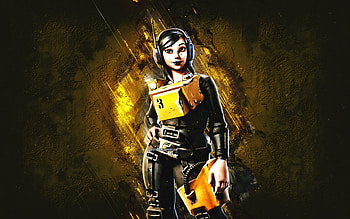 Fortnite Headset Machinist Mina Skin, Fortnite, main characters, yellow stone background, Headset Machinist Mina, Fortnite skins, Headset Machinist Mina Skin, Headset Machinist Mina Fortnite, Fortnite characters HD wallpaper
