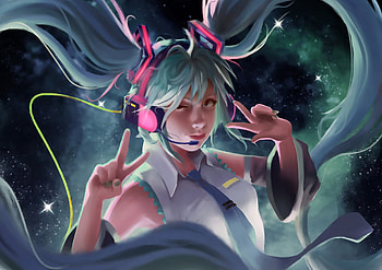 Singer, humanoid, anime girl, Hatsune Miku, wink HD wallpaper