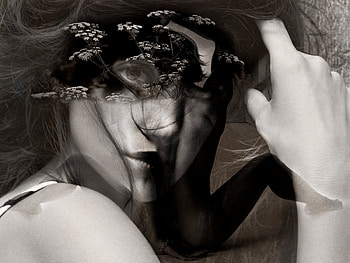 collage, white, black, art, bw, girl, wp, creative, portrait, face HD wallpaper