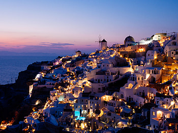 Cities, Sunset, Architecture, City, Resort, Greece, Buildings, And I, Ia HD wallpaper
