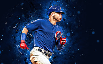 Willson Contreras, , Chicago Cubs, MLB, catcher, baseball, Venezuela, Willson Eduardo Contreras, blue neon lights, Willson Contreras Chicago Cubs, Willson Contreras HD wallpaper
