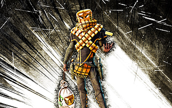 Dark Deeds Mancake, grunge art, Fortnite Battle Royale, Fortnite characters, Dark Deeds Mancake Skin, brown abstract rays, Fortnite, Dark Deeds Mancake Fortnite HD wallpaper
