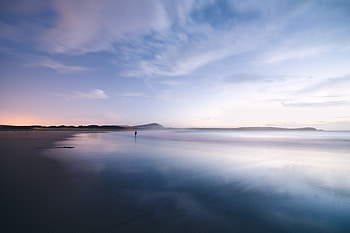 Nature, Sunset, Horizon, Coast, Ocean, Loneliness HD wallpaper