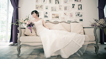 Bride, bouquet, model, special day, girl, brunettes, oriental, beauty, lovely HD wallpaper