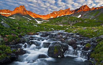 Landscape, Nature, Stones, Sky, Cascades, Shadow, Morning, Moss, Mountain River HD wallpaper