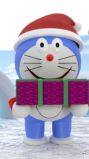 Shinchan And Doraemon, Christmas Background, christmas, background, gift HD phone wallpaper