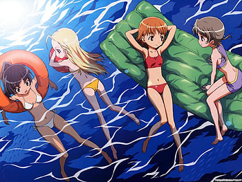 Relaxing in the Ocean, otoha, sky girls, bikini, summer, karen, anime, elise, ocean, eika HD wallpaper