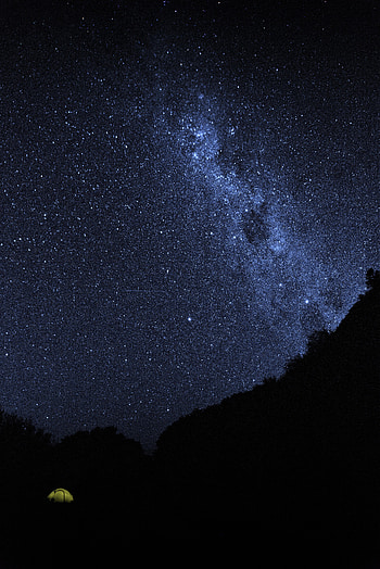Night, Dark, Starry Sky, Darkness, Tent, Camping, Campsite HD phone wallpaper