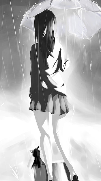 Rainbound: Anime Girl & Cat Under an Umbrella — , rain, umbrella, cat, Anime, Original, anime cat, Rain Anime HD phone wallpaper