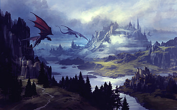 Dragon Valley, fantasy, dragon HD wallpaper
