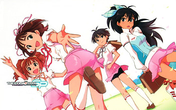 Come On!!, pink skirts, anime, idolmaster, group, girls, friends HD wallpaper