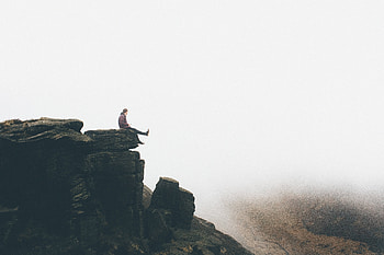 Nature, Mountains, Fog, Break, Precipice, Human, Person, dom HD wallpaper