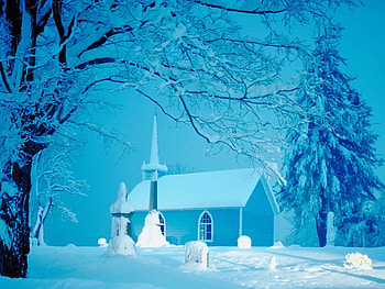 Winter chruch, winter, frozen, graphy, sonw, seasons, chruch, tree, fantasy, abstract HD wallpaper