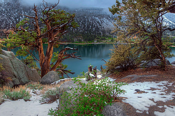 First snow, mirror, winter, first, landscape, beautiful, serenity, mountain, lake, mist, snow HD wallpaper