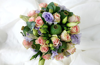 Flowers, Roses, Bouquet, Poppy, Lisianthus Russell, Lisiantus Russell, Boxes HD wallpaper
