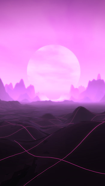 Purple vaporwave gridscape, artistic, retrowave HD phone wallpaper